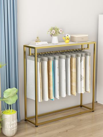 Curtain Hanging Card Display Stand Floor-Standing Iron Fabric Sample Rack Baked Enamel Surface Chinese Style for Home Textile