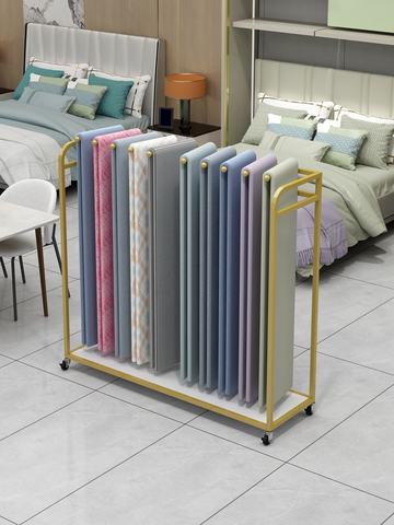 Home Textile Store Summer Cooling Quilt Display Cabinet Floor-Standing Metal Movable Rotatable Open Design Four-Piece Bedding
