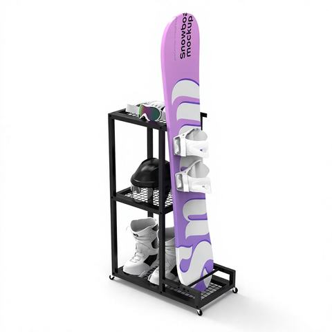 Wall Mount Snowboard Rack Metal Ski Display Hanger Vertical Storage Stand for Sports Equipment