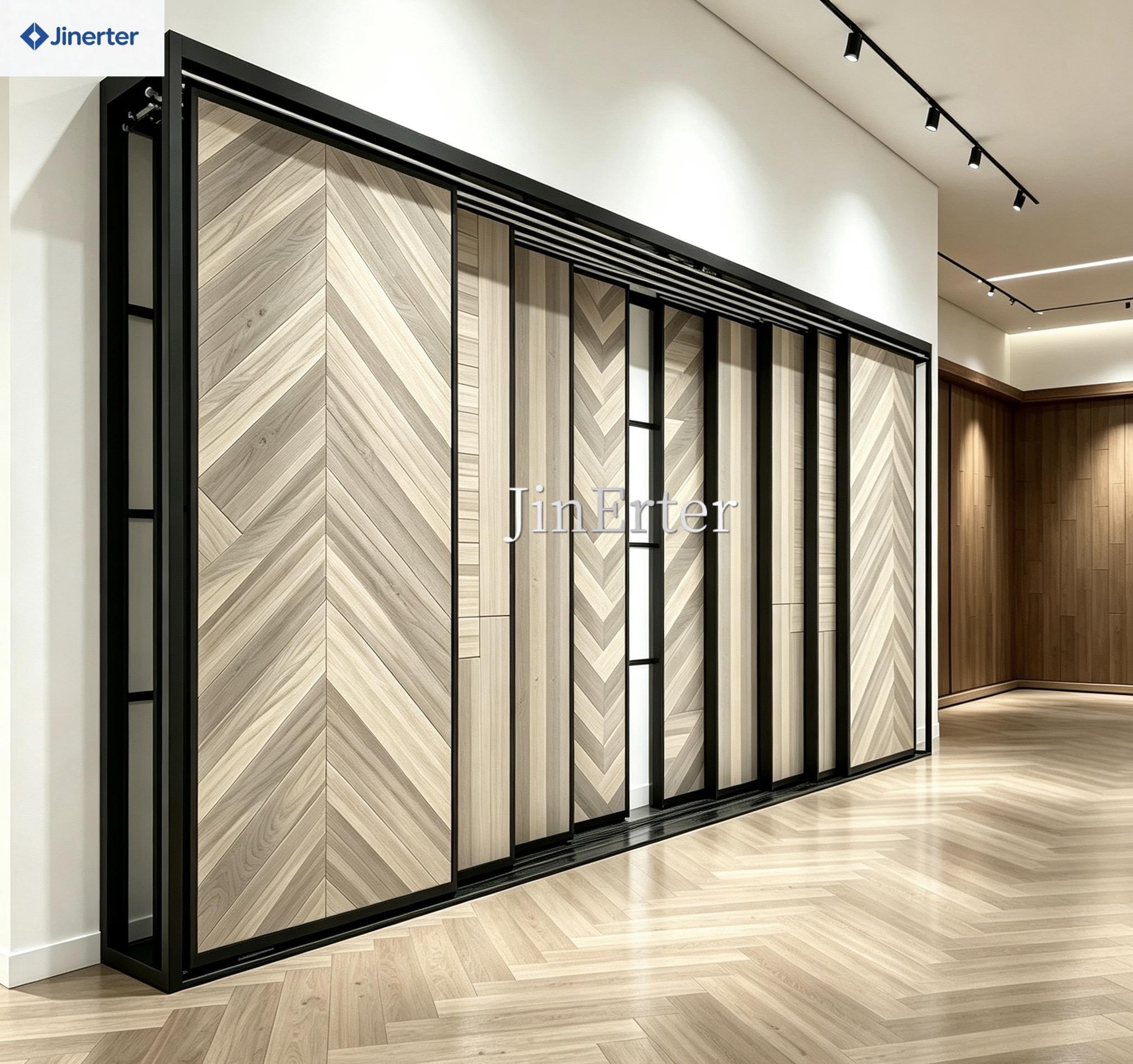 Adjustable Sliding Display Racks for Wood Flooring, Suitable for Solid and Laminate Flooring Showrooms