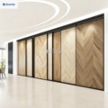 Sliding Tile and Stone Panel Floor Multifunctional Wooden Display Rack