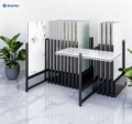 Customizable 360-degree rotating and sliding stone display stands for marble, designed for use in showrooms