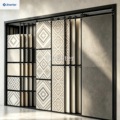 Customizable Metal and Granite Sliding Tile Display Racks for Showrooms with Marble Shelves