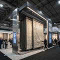 Customized Contemporary Metal Rug Display Rack Floor Standing Carpet Showcase for Retail Showroom Trade Show
