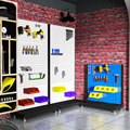 Workshop Mobile Tool Cart Display Rack with 3-Layer Steel Shelves Square Hole Hanging Board for Industrial Use