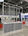 High-quality custom flip-out drawer units, ideal for displaying quartz, granite, and marble tiles in showroom cabinets