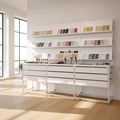 Birch Ocean Board Modern Display Cabinet Aluminum Profile Shelf Storage Rack Drawer Exhibition Bookshelf Island Counter