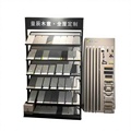 Marble & Quartz Floor Tile Aluminum Buckle Plate Vertical Display Rack with 5 Shelves
