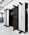 Rotating Wood Flooring Tiles Display Rack Sliding Ceramic Tile Granite Stand Display Shelf for Showroom Tile Display Made Metal