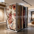 Customizable Metal Carpet Rug Fabric Display Rack Stand Shop Store Page-Turning Promotion Rack