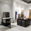 Quartz Marble Stone Type Sliding Rotating Display Stand Flooring Panels Push Pull Ceramic Tile Display Rack Stand