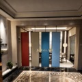 New Arrival Custom Size Fixed Wall Rotating Metal 2mm Eco-Friendly Portable Wallpaper Fabric Display Rack for Showroom