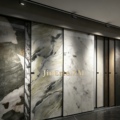 Tile Sliding Display Rack Stone Slab Feature Wall Sliding Display Stand