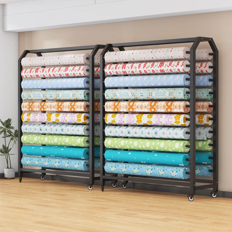 Modern Minimalist Wrought Iron Display Rack for Textiles Leather and Cloth Samples 10-Tier Capacity Shelf