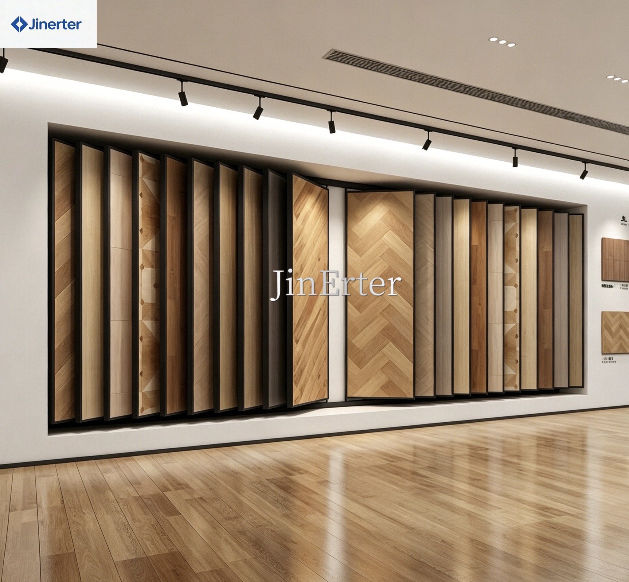 Customizable Wooden Floor Flip-Style Display Racks for Building Materials Showroom